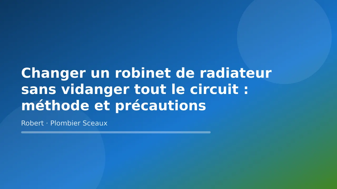 Changer un robinet de radiateur sans vidanger tout le circuit : méthode et précautions, plomberie à Sceaux