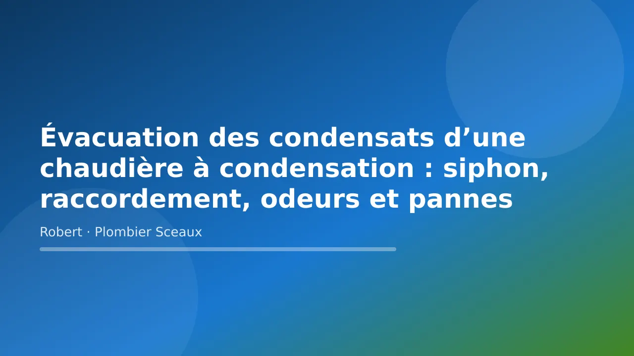 Évacuation des condensats d’une chaudière à condensation : siphon, raccordement, odeurs et pannes, plomberie à Sceaux